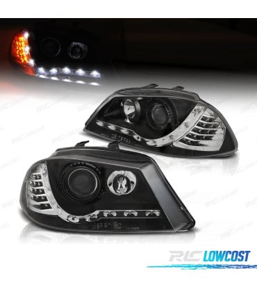 FAROS PARA SEAT IBIZA 6L 02-08 LUZ DIURNA Y INTERMITENTE LED...