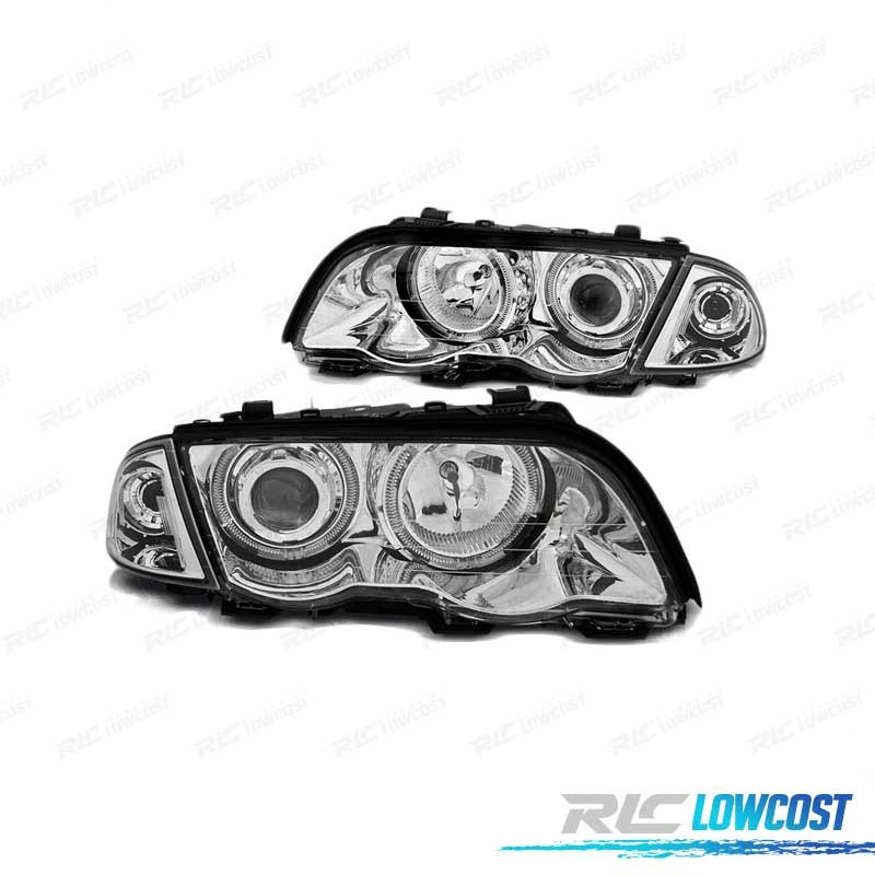 FAROS OJOS ANGEL PARA BMW E46 99-03 COUPE CROMADOS